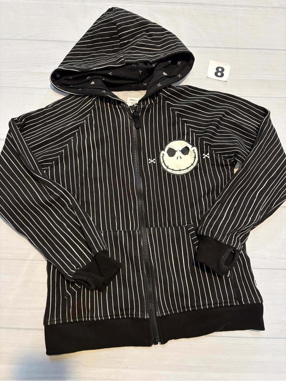 Little Sleepies NBC Jack Skellington Black and White Pinstripe Hoodie